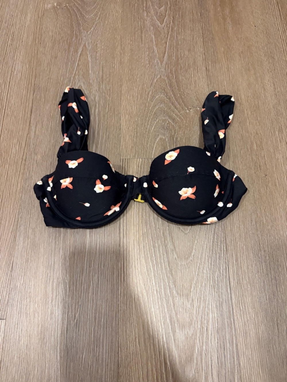 WeWoreWhat Black Floral Bikini Top